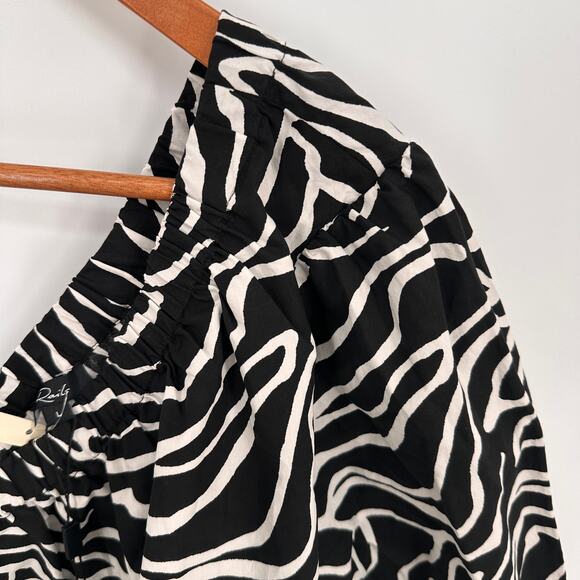 RAILS NWT Evy One Shoulder Blouse in Black White Contour Lines  // L - Picture 5 of 11